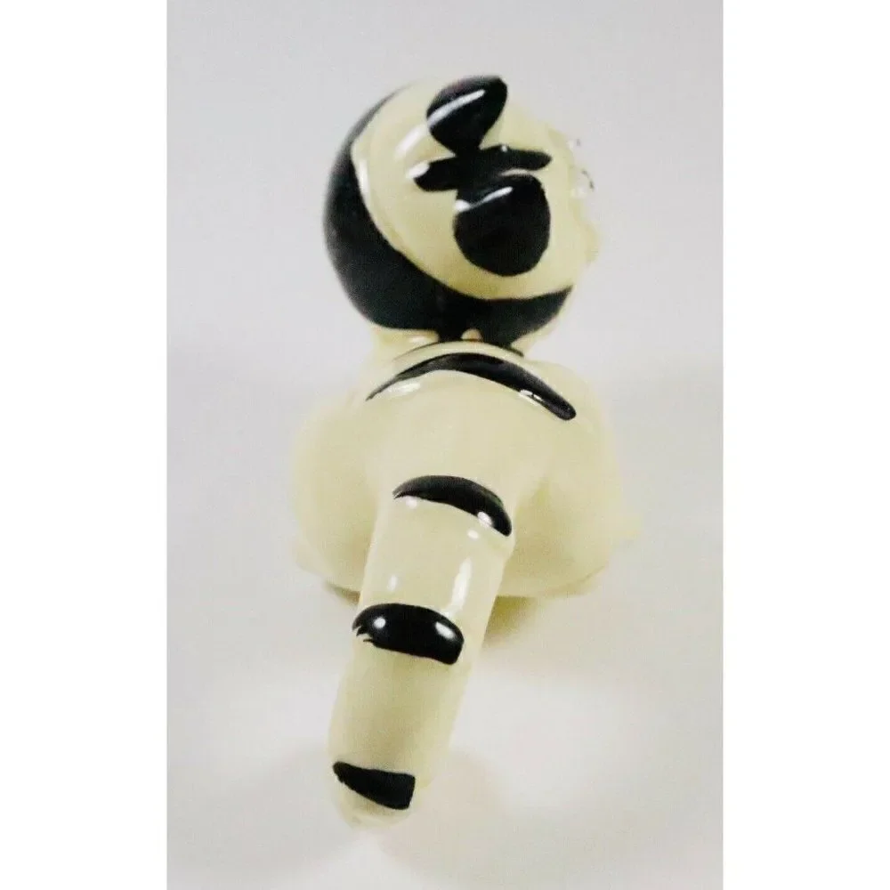 Vintage Ceramic Striped Funny Face Cat Figurine Silly Kitty Chubby Cheeks Kawaii